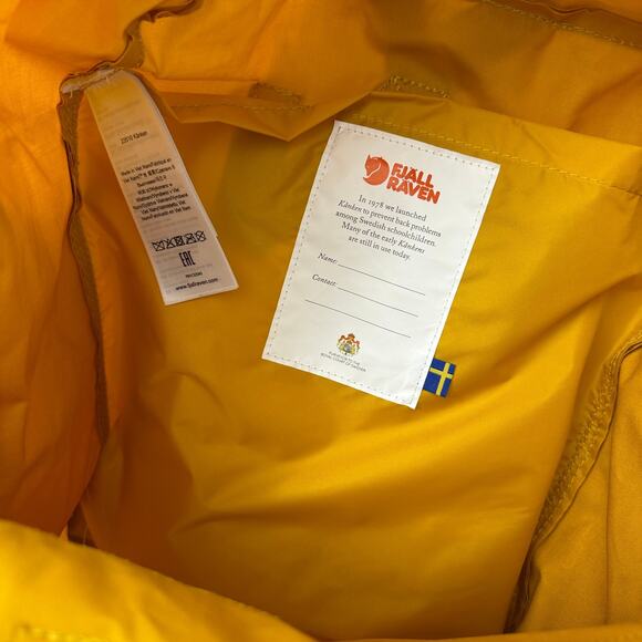 Fjallraven Backback Kanken Yellow School Outdoors Handles Pockets 23510 FLAWED - Picture 15 of 16